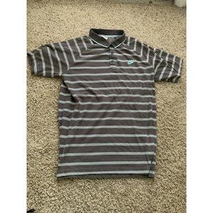 Vintage Nike Polo Shirt Brown And Blue Striped Mens Size Large Bin T